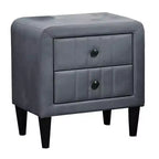 Table de chevet Royal Hampton, 2 tiroirs, 22 pouces, revêtue de velours gris foncé