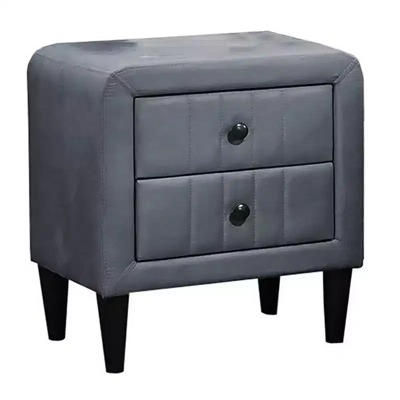 Table de chevet Royal Hampton, 2 tiroirs, 22 pouces, revêtue de velours gris foncé