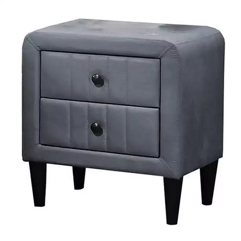 Table de chevet Royal Hampton, 2 tiroirs, 22 pouces, revêtue de velours gris foncé