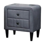 Table de chevet Royal Hampton, 2 tiroirs, 22 pouces, revêtue de velours gris foncé