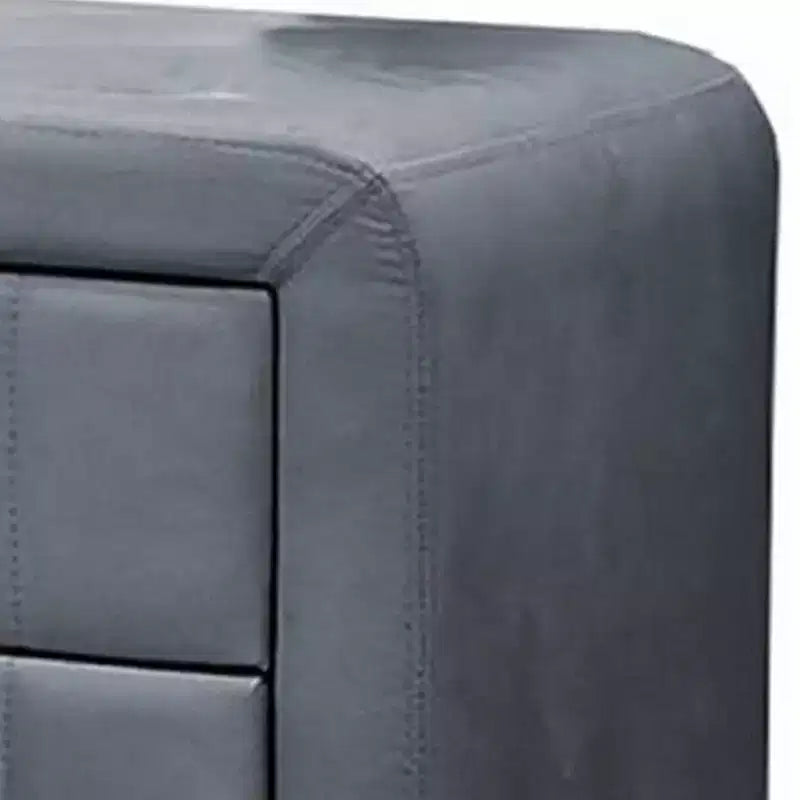 Table de chevet Royal Hampton, 2 tiroirs, 22 pouces, revêtue de velours gris foncé