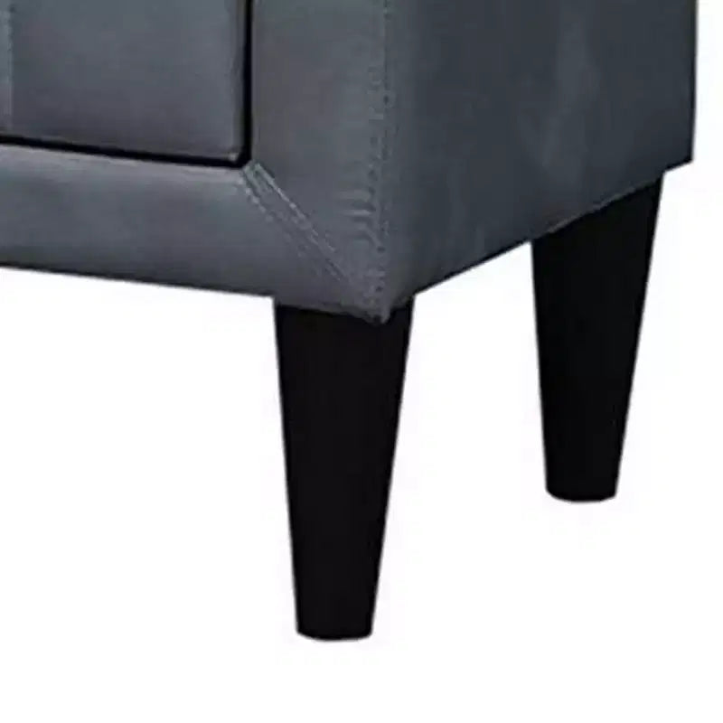 Table de chevet Royal Hampton, 2 tiroirs, 22 pouces, revêtue de velours gris foncé