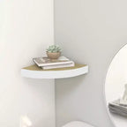 Wall Corner Shelf Oak and White Honeycomb MDF, metal Compact