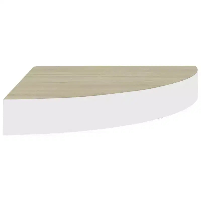Étagère d'angle murale chêne et MDF nid d'abeille blanc, métal compacte