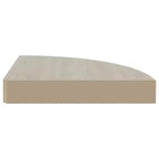 Étagère d'angle murale chêne et MDF nid d'abeille blanc, métal compacte