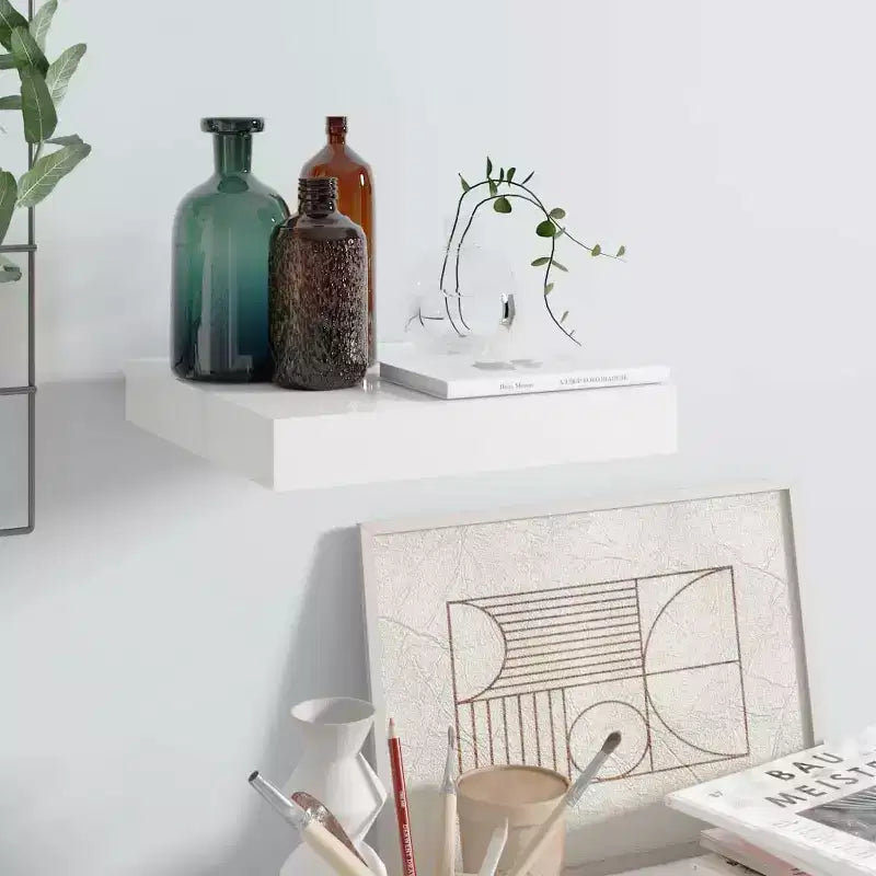 Wall Shelf High gloss white Honeycomb MDF 9.1 in Wall mounting
