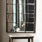 Slickblue Miroir mural rectangulaire en fonte 27,5 marron 12 panneaux à grille miroir décoratif industriel-rustique