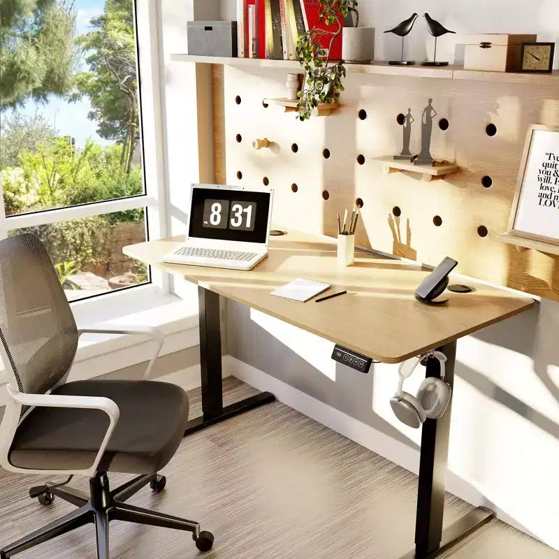 Bureau debout à hauteur réglable Celebalcony 55, bureaux d'ordinateur avec préréglage de mémoire, plateau de table épissable