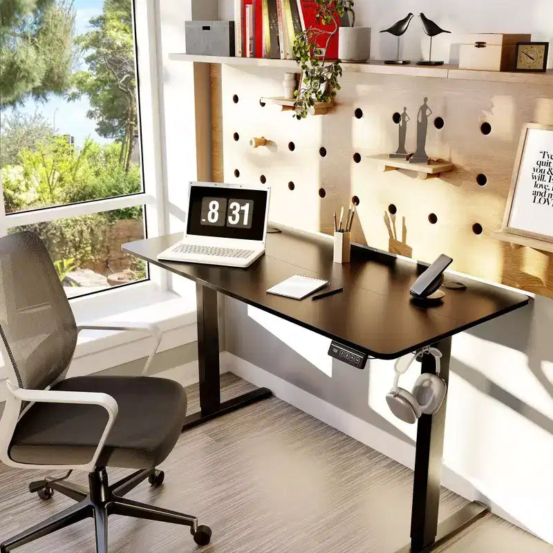 Bureau debout à hauteur réglable Celebalcony 55, bureaux d'ordinateur avec préréglage de mémoire, plateau de table épissable