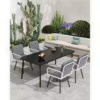 Lot de 4 chaises de patio avec cadre en métal noir, rotin tressé blanc et coussins pour jardin, balcon, patio, arrière-cour
