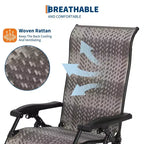 1 chaise longue pliante inclinable en rotin pour patio, réglable et portable, cadre en tube de fer