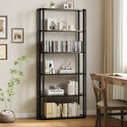 6 Tier Tall Wooden Bookshelf, 71Industrial Bookcase Organizer with Metal Frame,Freestanding Storage Shelves for Home Office,Living Room Bedroom