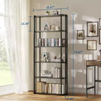 Étagère haute en bois à 6 niveaux, organisateur de bibliothèque industriel avec cadre métallique, étagères de rangement autoportantes pour bureau à domicile, salon ou chambre à coucher.