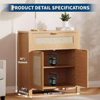 Buffet commode avec portes et tiroir en rotin – Meuble de rangement étroit pour entrée, console multifonctionnelle pour salon