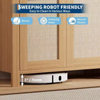 Buffet commode avec portes et tiroir en rotin – Meuble de rangement étroit pour entrée, console multifonctionnelle pour salon