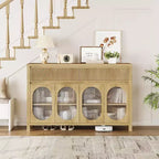 Bahut-buffet large 55 po avec rangement et 2 façades de tiroirs cannelées, couleur naturelle