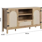 Buffet de 59 po avec rangement, armoire de cuisine de style campagnard avec étagères réglables