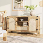 Buffet de 59 po avec rangement, armoire de cuisine de style campagnard avec étagères réglables