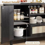 Buffet de 59 po avec rangement, armoire de cuisine de style campagnard avec étagères réglables