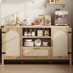 Buffet de 59 po avec rangement, armoire de cuisine de style campagnard avec étagères réglables