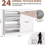 Meuble à chaussures avec 4 tiroirs basculants, armoire à chaussures étroite, organisateur de rangement en bois autoportant, rangement mince dissimulé pour entrée, couloir