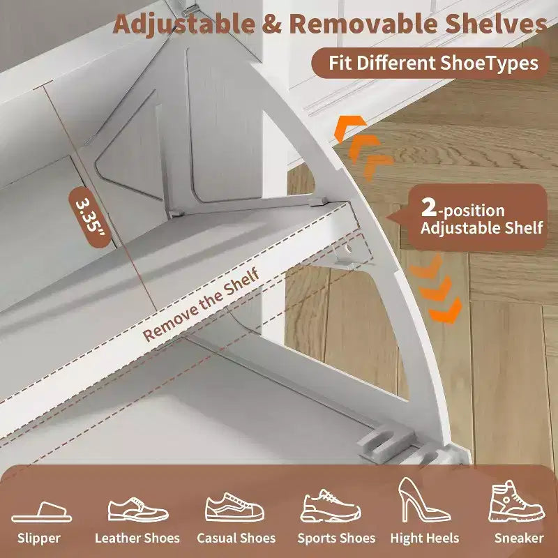 Meuble à chaussures avec 4 tiroirs basculants, armoire à chaussures étroite, organisateur de rangement en bois autoportant, rangement mince dissimulé pour entrée, couloir