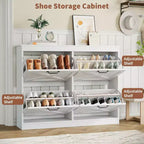 Meuble à chaussures avec 4 tiroirs basculants, armoire à chaussures étroite, organisateur de rangement en bois autoportant, rangement mince dissimulé pour entrée, couloir