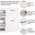 Meuble à chaussures avec 4 tiroirs basculants, armoire à chaussures étroite, organisateur de rangement en bois autoportant, rangement mince dissimulé pour entrée, couloir