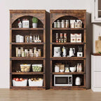 Bibliothèque à Arc 5 Étagères 174 cm Bibliothèque de Ferme Courbée Étagère de Rangement en Bois pour Bureau à Domicile, Salon