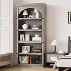 Bibliothèque à Arc 5 Étagères 174 cm Bibliothèque de Ferme Courbée Étagère de Rangement en Bois pour Bureau à Domicile, Salon