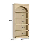 Bibliothèque à Arc 5 Étagères 174 cm Bibliothèque de Ferme Courbée Étagère de Rangement en Bois pour Bureau à Domicile, Salon