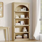 Bibliothèque à Arc 5 Étagères 174 cm Bibliothèque de Ferme Courbée Étagère de Rangement en Bois pour Bureau à Domicile, Salon