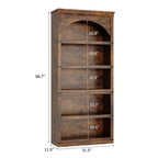 Bibliothèque à Arc 5 Étagères 174 cm Bibliothèque de Ferme Courbée Étagère de Rangement en Bois pour Bureau à Domicile, Salon