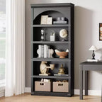 Arched Bookcase 5 Shelf Bookshelf 68.7 in Tall Bookcase Farmhouse Curved Storage Rack Wooden Bookshelves for Home Office, Living Room