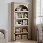 Bibliothèque à Arc 5 Étagères 174 cm Bibliothèque de Ferme Courbée Étagère de Rangement en Bois pour Bureau à Domicile, Salon