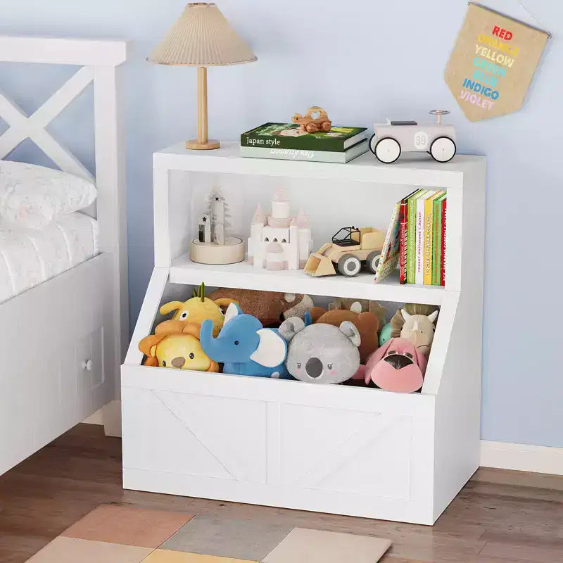 Grand rangement de jouets et bibliothèque pour enfants avec design sûr - Bibliothèque en bois pour tout-petits avec grand meuble, anti-basculement pour salle de jeux