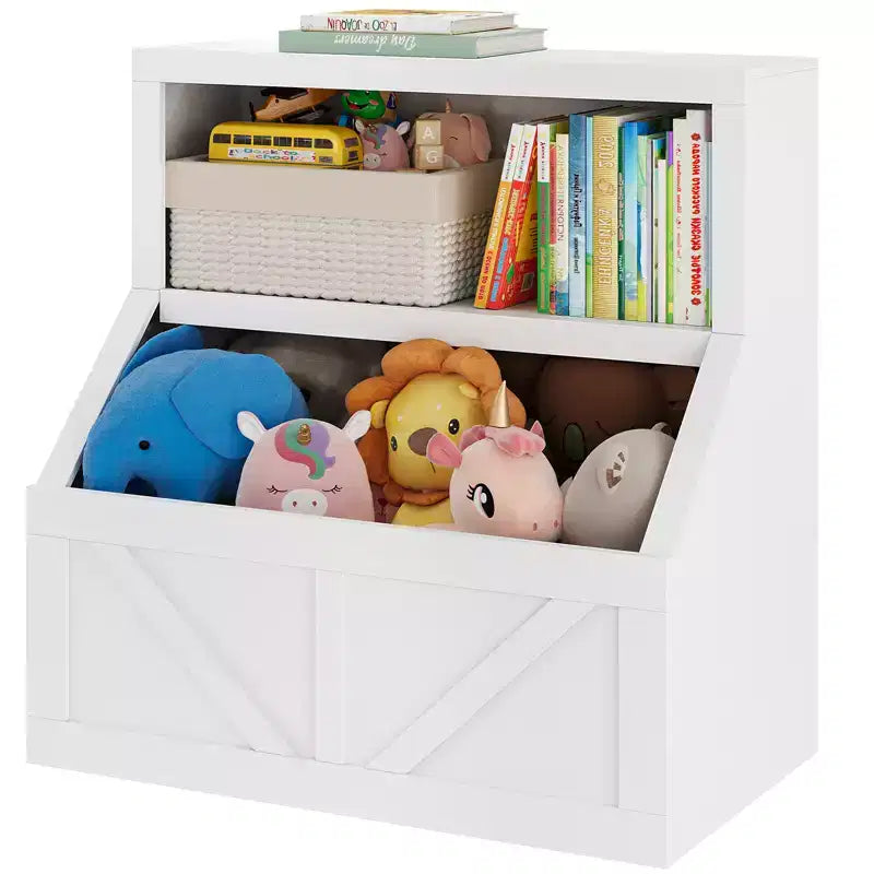 Grand rangement de jouets et bibliothèque pour enfants avec design sûr - Bibliothèque en bois pour tout-petits avec grand meuble, anti-basculement pour salle de jeux