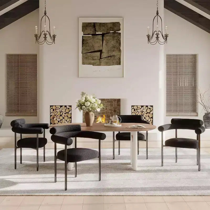 TYBOATLE Lot de 2 chaises de salle à manger capitonnées, fauteuil moderne en tissu avec dossier rond pour salle à manger, salon, lot de 2