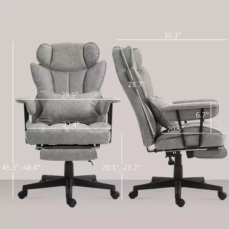 Fauteuil de bureau grande taille 180 kg, fauteuil de bureau de direction avec repose-pieds, support lombaire et fonction d'inclinaison