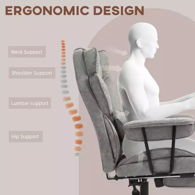 Fauteuil de bureau grande taille 180 kg, fauteuil de bureau de direction avec repose-pieds, support lombaire et fonction d'inclinaison