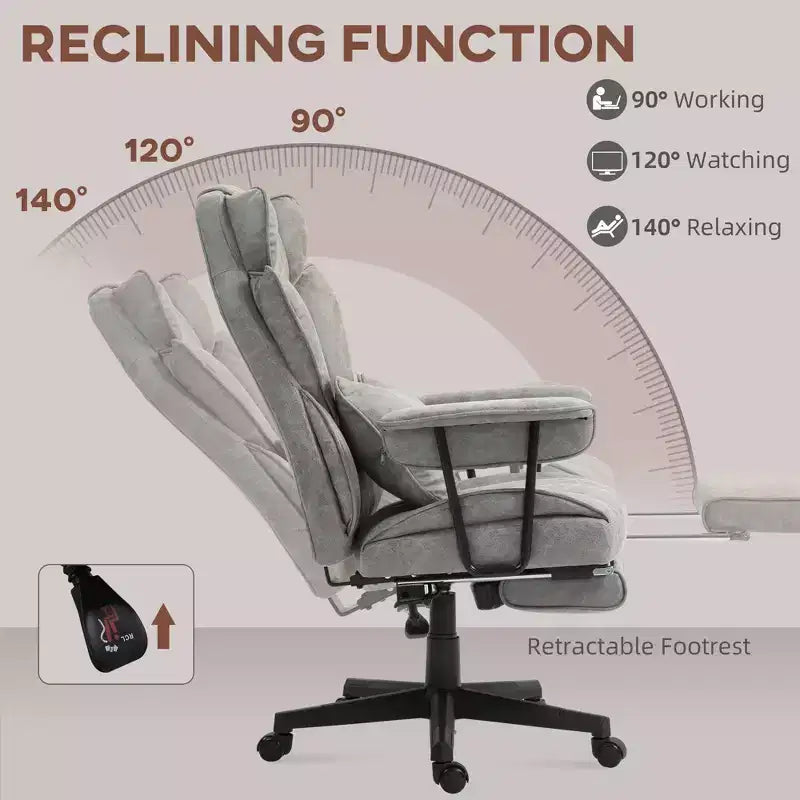 Fauteuil de bureau grande taille 180 kg, fauteuil de bureau de direction avec repose-pieds, support lombaire et fonction d'inclinaison