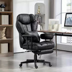 Fauteuil de bureau grande taille 180 kg, fauteuil de bureau de direction avec repose-pieds, support lombaire et fonction d'inclinaison