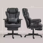 Fauteuil de bureau grande taille 180 kg, fauteuil de bureau de direction avec repose-pieds, support lombaire et fonction d'inclinaison