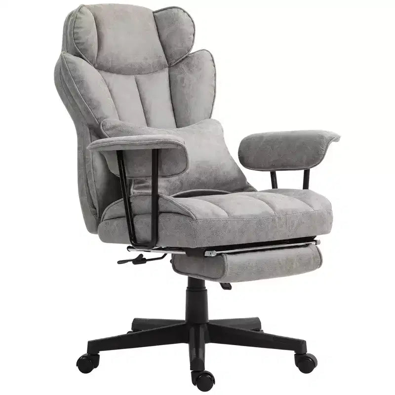 Fauteuil de bureau grande taille 180 kg, fauteuil de bureau de direction avec repose-pieds, support lombaire et fonction d'inclinaison