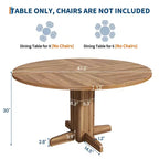 Table à manger ronde en bois de 47" avec base piédestal robuste, tables à dîner circulaires de style ferme pour 4 à 6 personnes