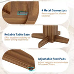 Table à manger ronde en bois de 47" avec base piédestal robuste, tables à dîner circulaires de style ferme pour 4 à 6 personnes
