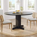 47 Wood Round Dining Table with Sturdy Pedestal Base, Farmhouse Circle Dinner Tables for 4-6 People