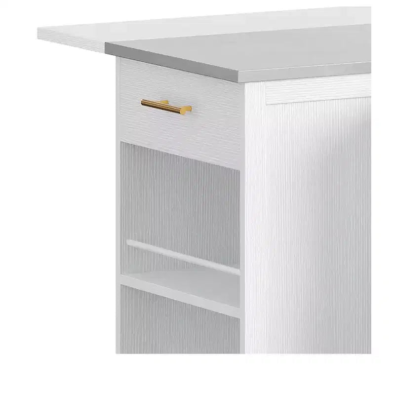 Îlots de Cuisine Roulants avec Poubelle Intégrée et Sièges, Table à Manger Pliante avec 2 Tabourets, Table à Manger Roulante avec Prise Électrique, Étagère à Épices