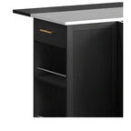 Îlots de Cuisine Roulants avec Poubelle Intégrée et Sièges, Table à Manger Pliante avec 2 Tabourets, Table à Manger Roulante avec Prise Électrique, Étagère à Épices