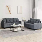 vidaXL Ensemble de 2 canapés avec coussins Velours gris foncé